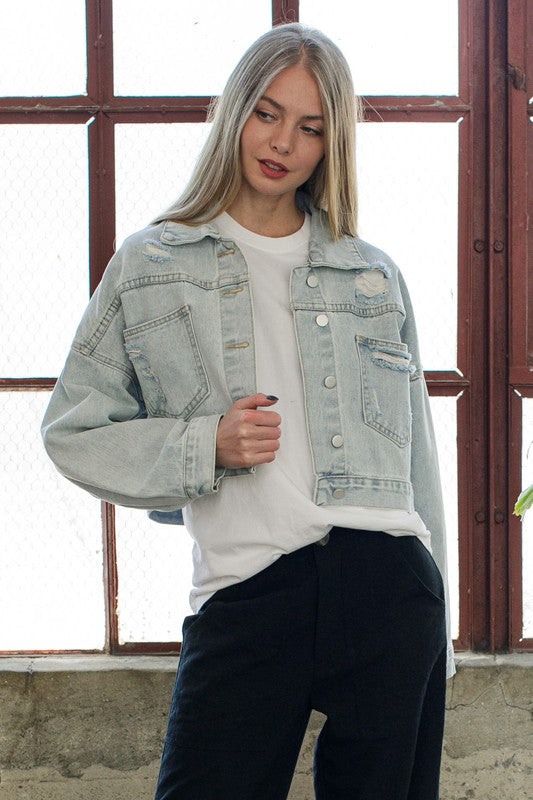 Rhinestone Fringe Denim Jacket - Debs on 5th