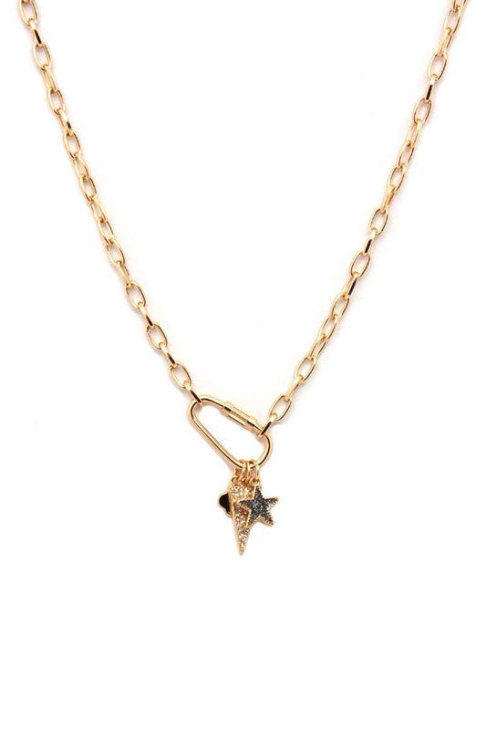 Metal Multi Star Rectangle Charm Necklace - Debs on 5th