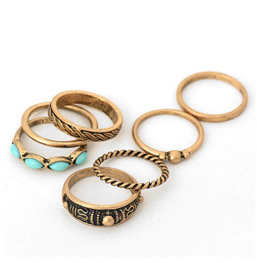 7Pcs/Set Boho Stone Knuckle Ring Set - Debs on 5th