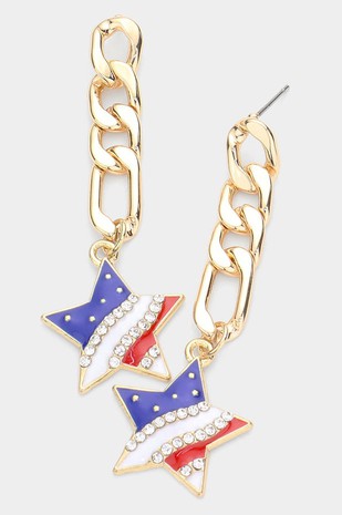 USA Flag Star Dangle Earrings - Debs on 5th