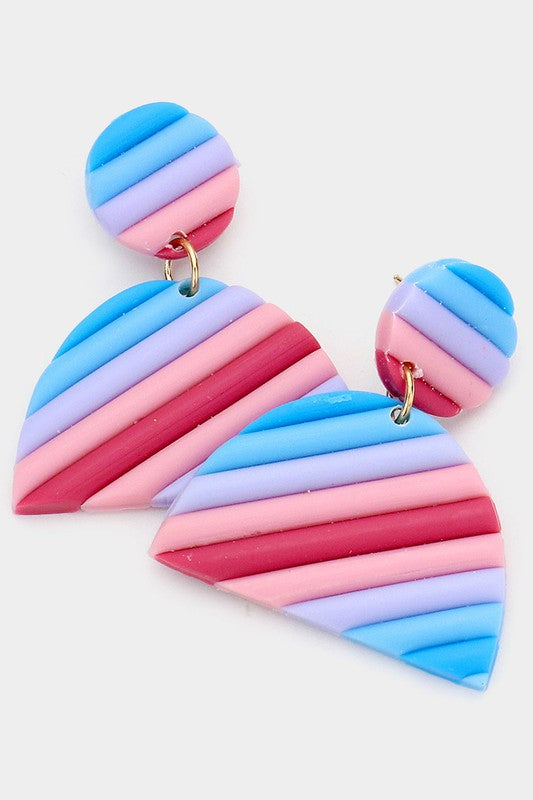 Colorful Half Round Polymer Clay Link Earrings - Debs on 5th