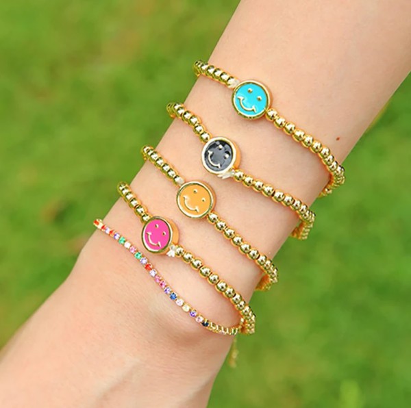 Colorful Smiley Face Pendant Bracelet - Debs on 5th
