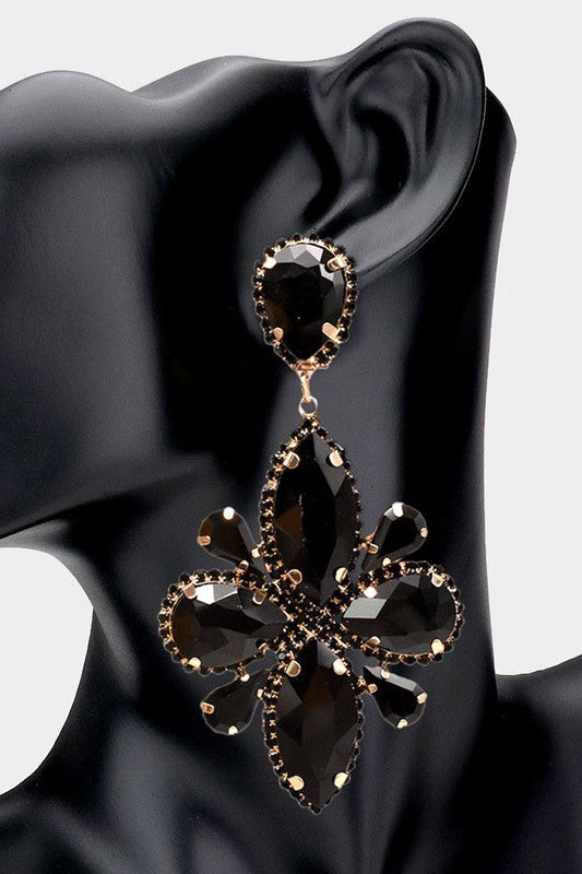 Teardrop Marqusie Stone Clip on Evening Earrings - Debs on 5th