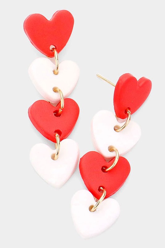 Heart Polymer Clay Link Dangle Earrings - Debs on 5th
