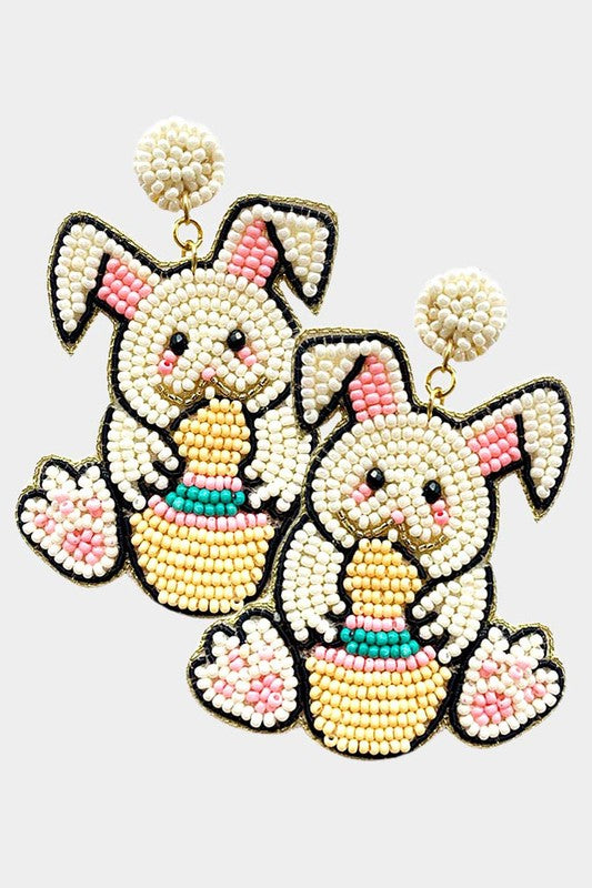 Seed Beaded Easter Bunny Egg Earrings - Debs on 5th