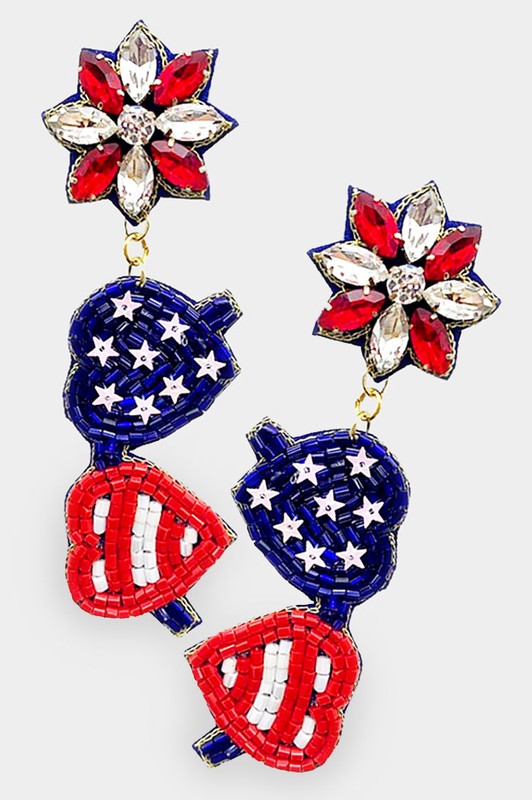 Felt Back American USA Flag Sunglasses Earrings - Debs on 5th