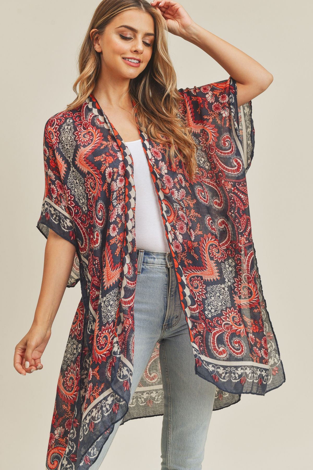 Bohemian Patterned Cover Up Kimono Poncho - Debs on 5th