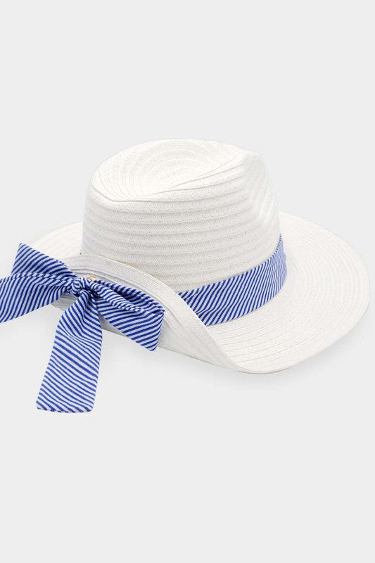 Striped Band Fold Straw Sun Hat - Debs on 5th
