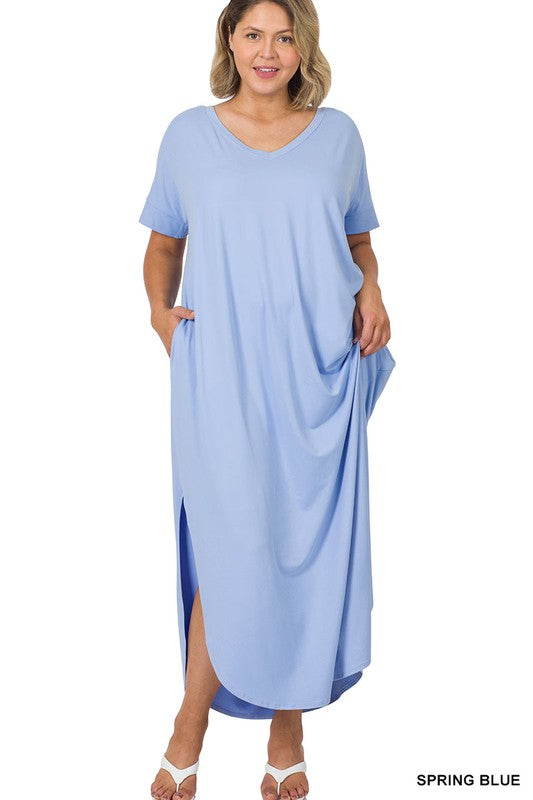 V-Neck Maxi Dress w/Pockets - Debs on 5th
