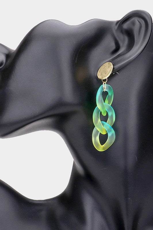 Ombre Resin Chain Link Dangle Earrings - Debs on 5th