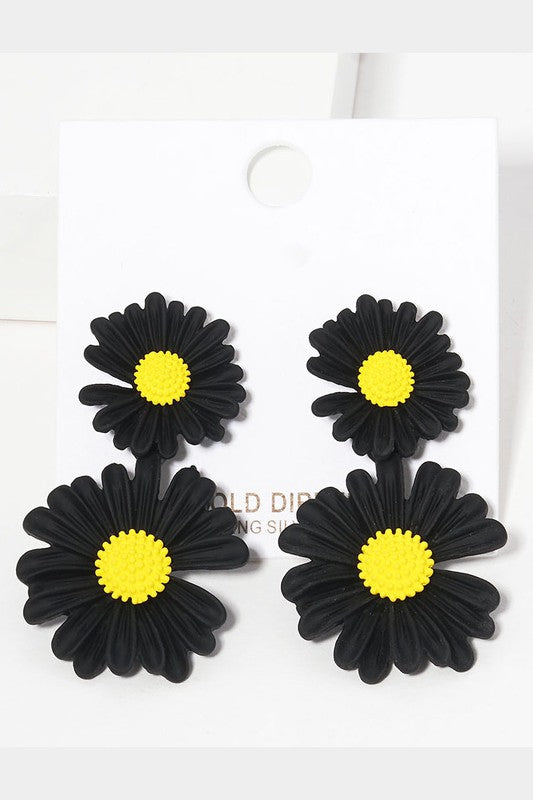 Gold Dipped Double Bloom Flower Link Earrings - Debs on 5th