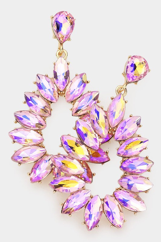 Marquise Stone Cluster Teardrop Evening Earrings - Debs on 5th