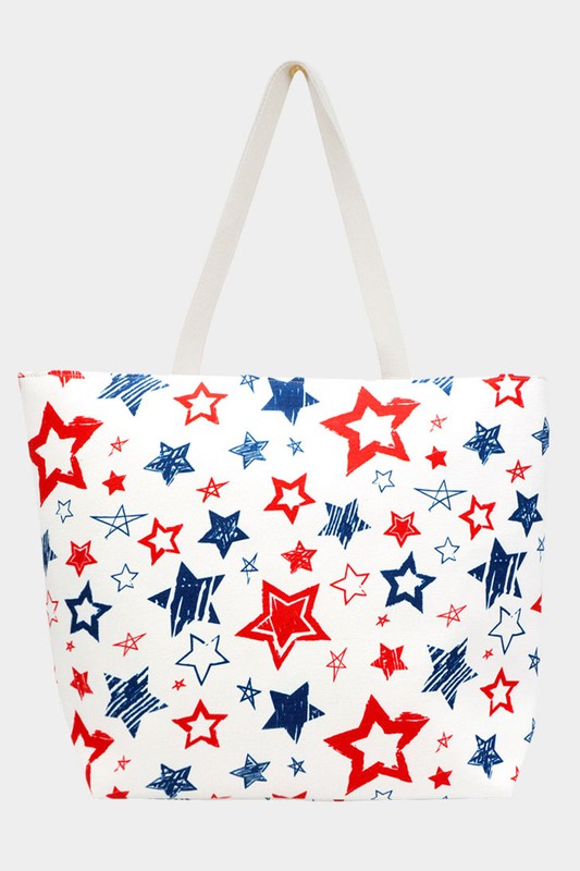 American USA Flag Star Patterned Beach Tote Bag - Debs on 5th