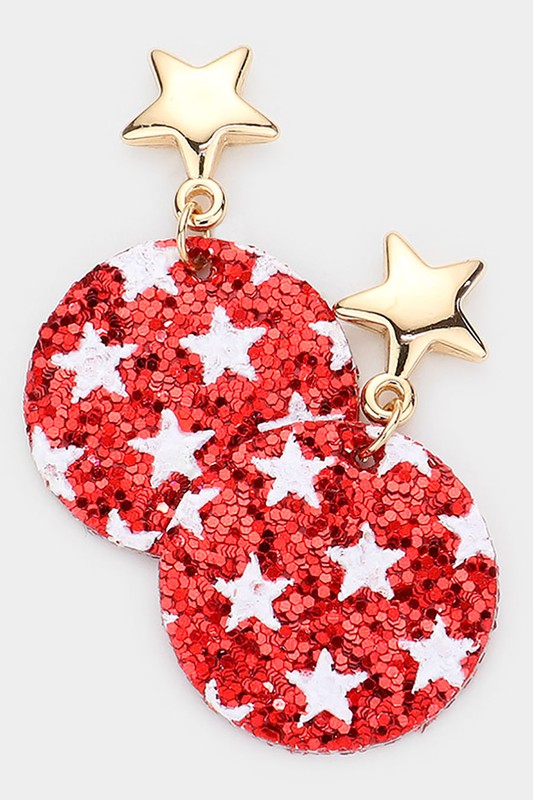 American USA Flag Round Dangle Earrings - Debs on 5th