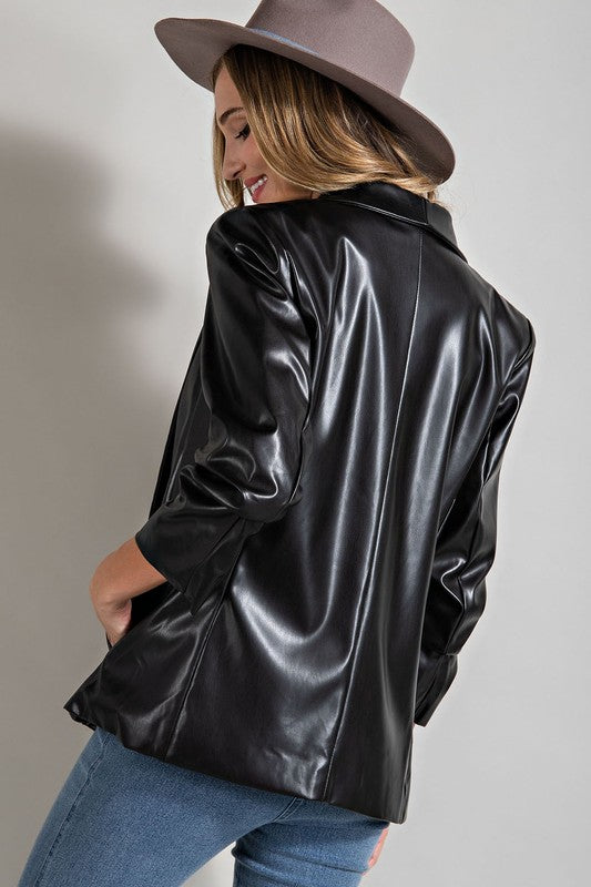 Chelese Faux Leather Blazer - Debs on 5th