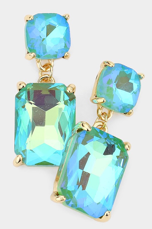 Square Rectangle Link Dangle Evening Earrings - Debs on 5th