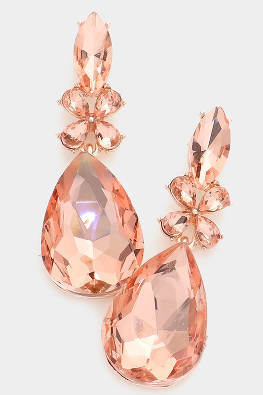 Teardrop Stone Accented Dangle Evening Earrings - Debs on 5th