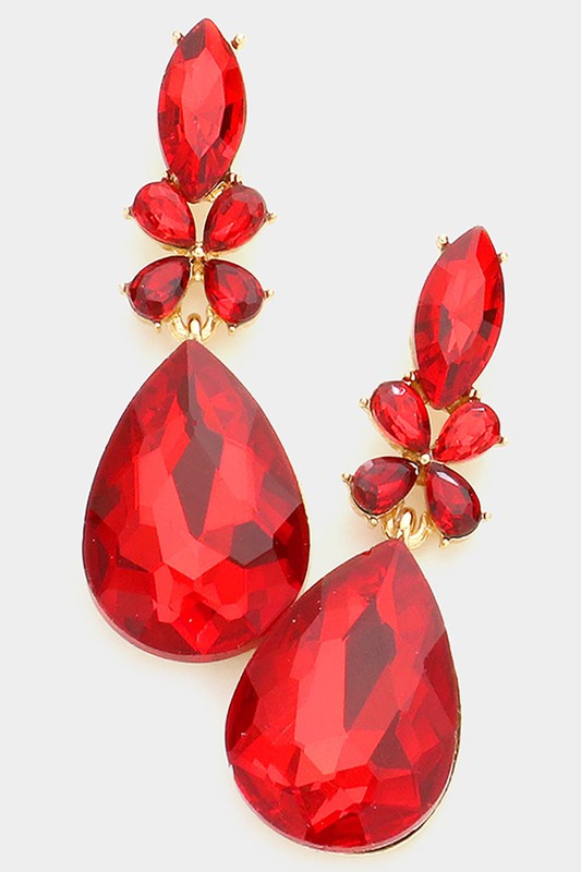 Teardrop Stone Accented Dangle Evening Earrings - Debs on 5th