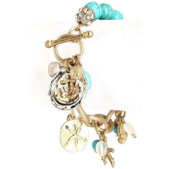Assorted nautical charms chain bracelet - Debs Boutique  LLC