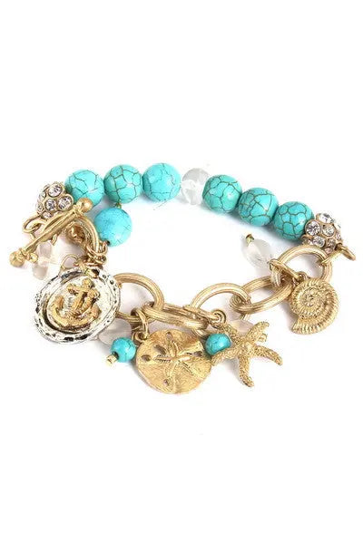 Assorted nautical charms chain bracelet - Debs Boutique  LLC