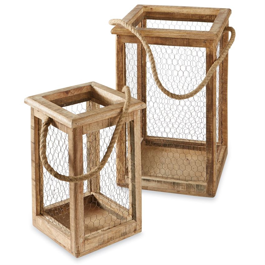 Chicken Wire Lantern Set Mud - Debs on 5th