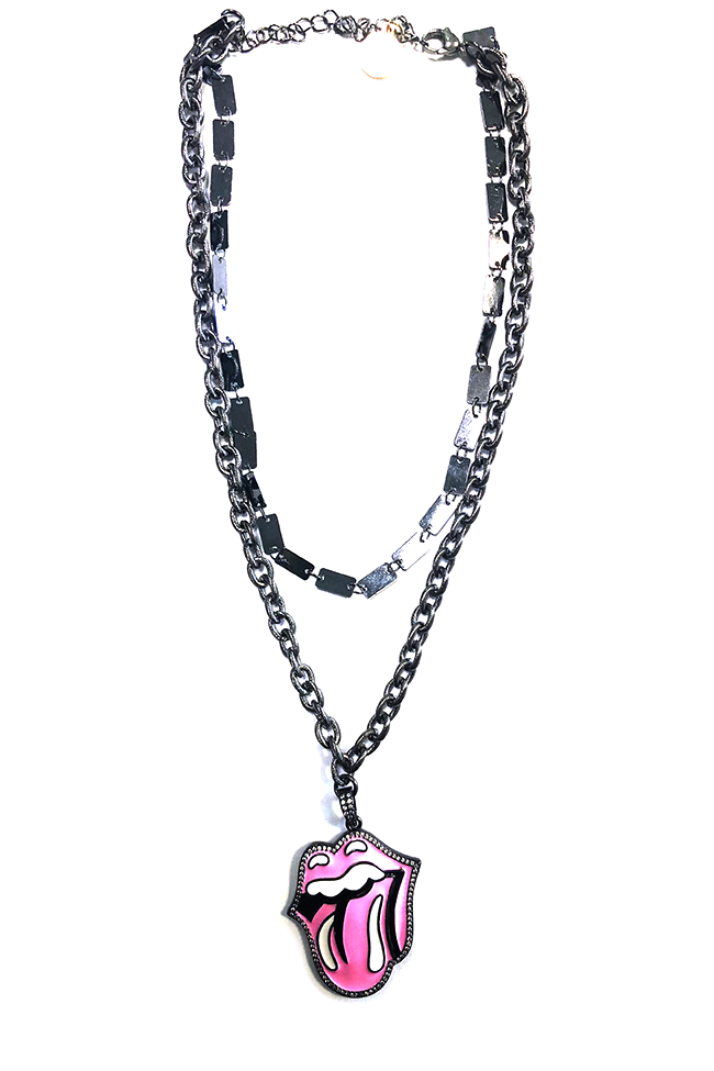 Pink Rolling Stone Pavé Layered Necklace - Debs on 5th