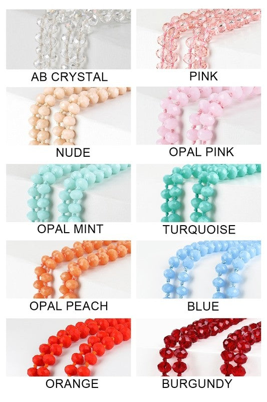 60" Colored Glass Bead and Knotted Thread Necklace - Debs on 5th