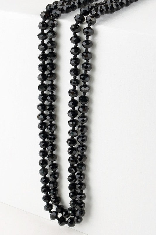 60" Colored Glass Bead and Knotted Thread Necklace - Debs on 5th