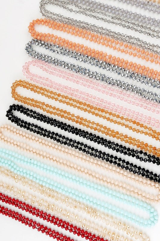 60" Colored Glass Bead and Knotted Thread Necklace - Debs on 5th