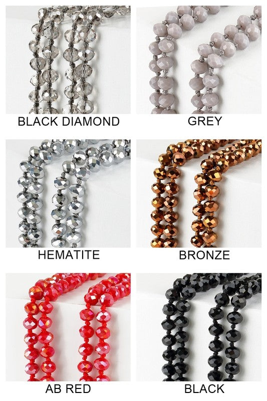 60" Colored Glass Bead and Knotted Thread Necklace - Debs on 5th