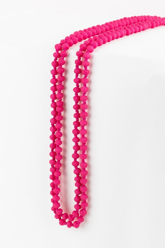 6mm Frosted Matte Bead and Gold Seed Bead 80" Necklace - Debs on 5th