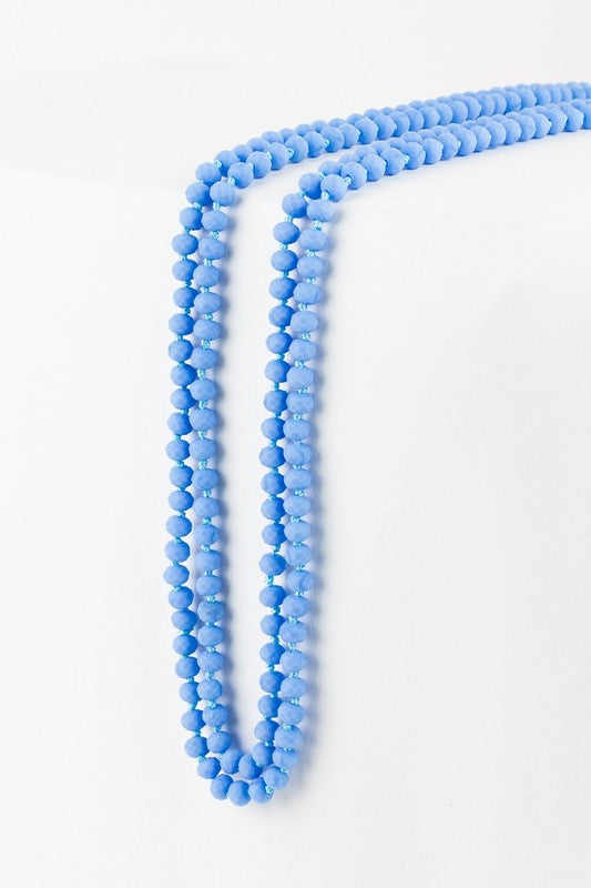 6mm Frosted Matte Bead and Gold Seed Bead 80" Necklace - Debs on 5th