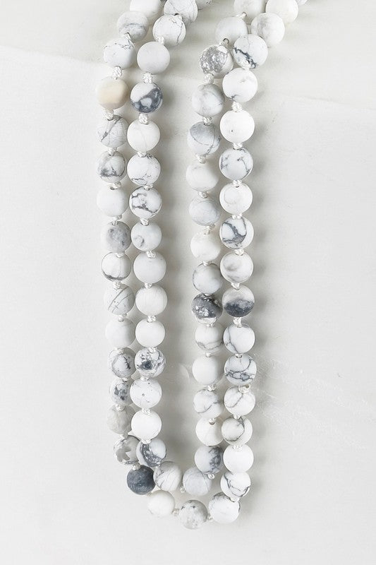 Natural Stone Beaded Long Necklace - Debs on 5th