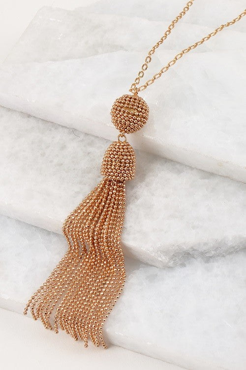 Elegant Seed Ball and Tassel Pendant Necklace - Debs on 5th
