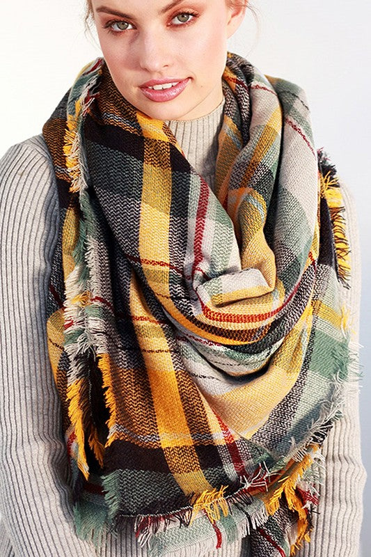 Multi Color Plaid Blanket Scarf - Debs on 5th