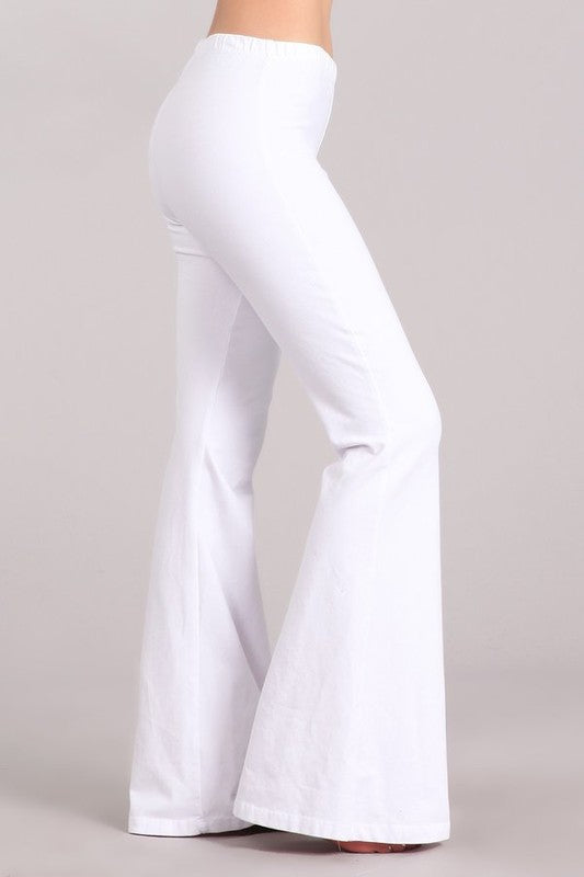 Mineral Washed Bell Bottom Pants with Elastict Waist - Debs on 5th