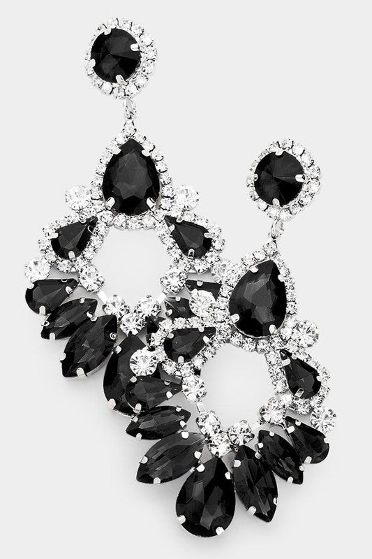 Teardrop Marquise Crystal Drop Evening Earrings - Debs on 5th