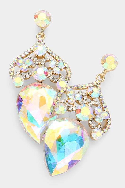 Crystal Rhinestone Teardrop Evening Earrings - Debs on 5th