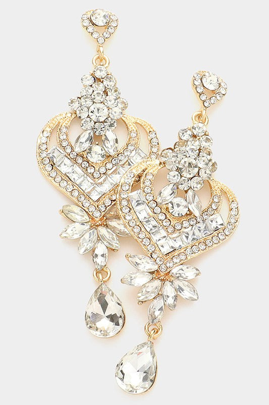 Crystal Heart Teardrop Evening Earrings - Debs on 5th