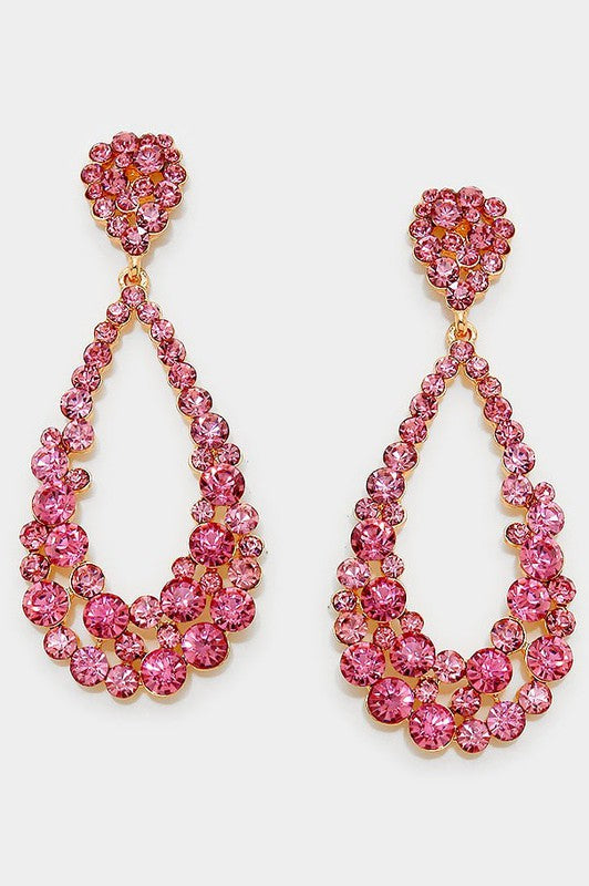 Crystal Bubble Cluster Teardrop Evening Earrings - Debs on 5th