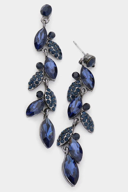 Crystal Marquise Cluster Drop Evening Earrings - Debs on 5th