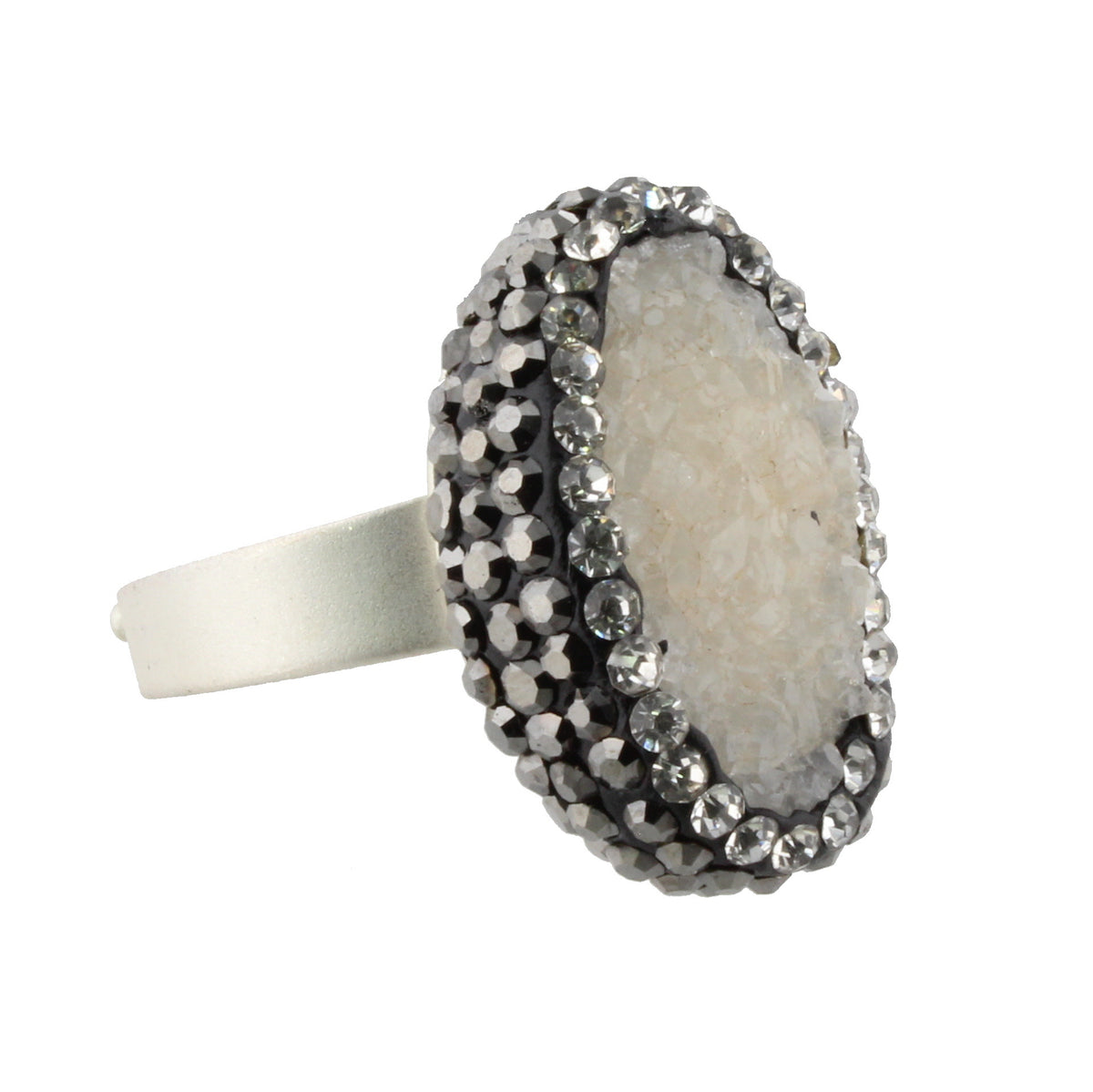 Pavey Druzy Adjustable Silver Ring - Debs on 5th