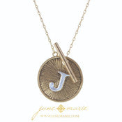 16" 2-Tone Initial Toggle Disc with Gold Chain Link Necklace - Debs on 5th
