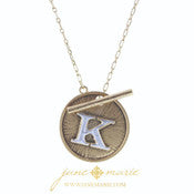 16" 2-Tone Initial Toggle Disc with Gold Chain Link Necklace - Debs on 5th