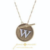 16" 2-Tone Initial Toggle Disc with Gold Chain Link Necklace - Debs on 5th