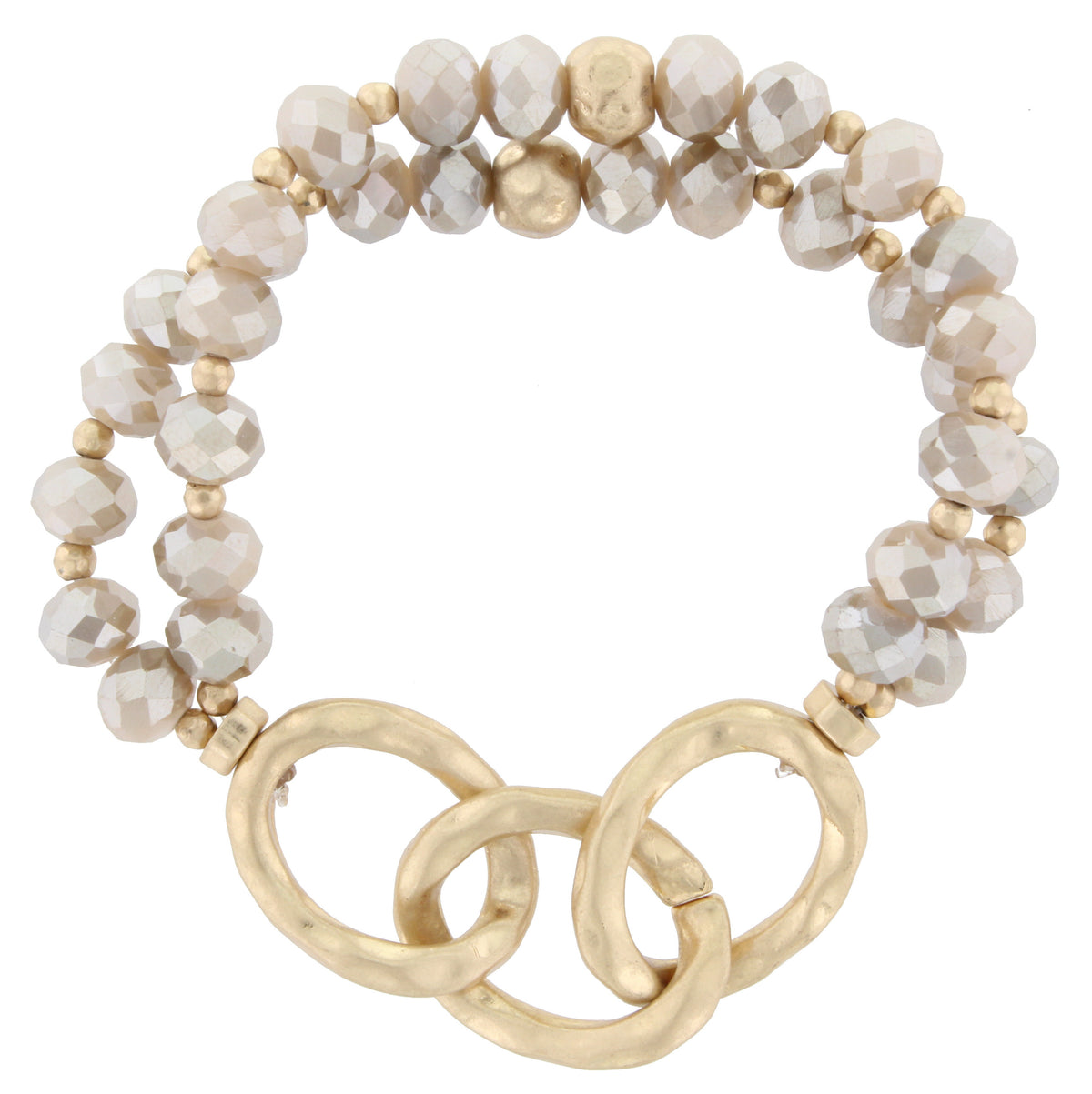 Double Strand Faceted Beads with Hammered Worn Gold Links - Debs Boutique  LLC