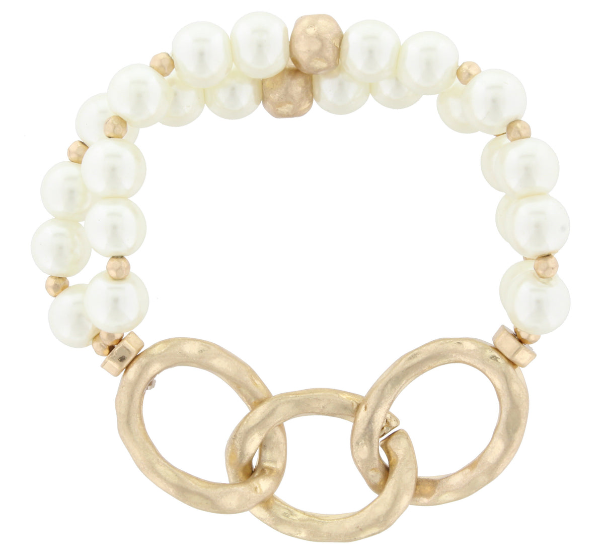 Double Strand Faceted Beads with Hammered Worn Gold Links - Debs Boutique  LLC