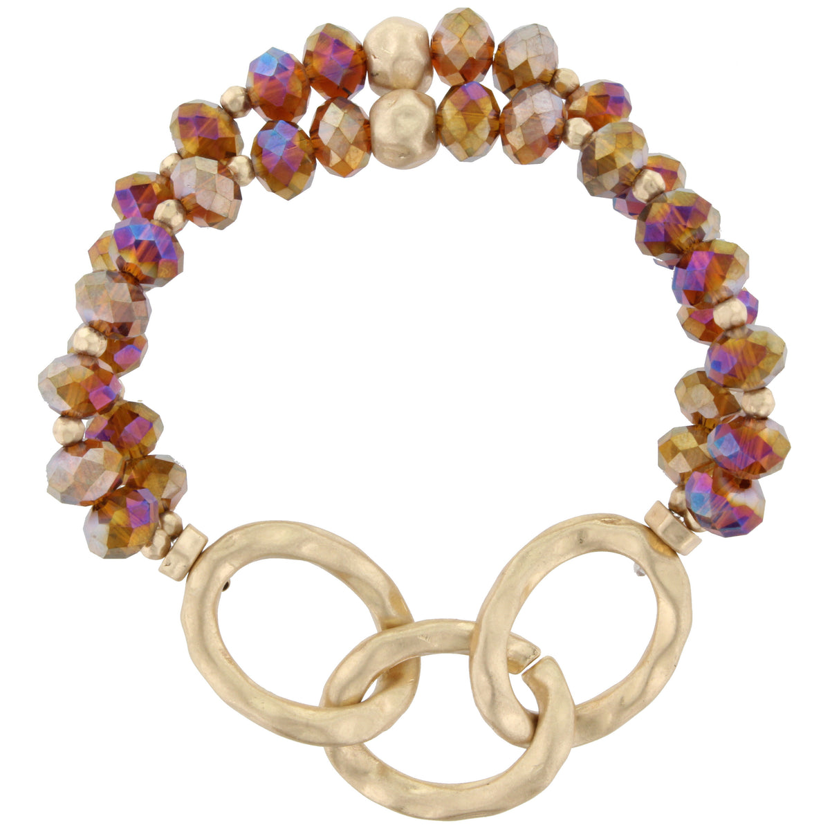 Double Strand Faceted Beads with Hammered Worn Gold Links - Debs Boutique  LLC