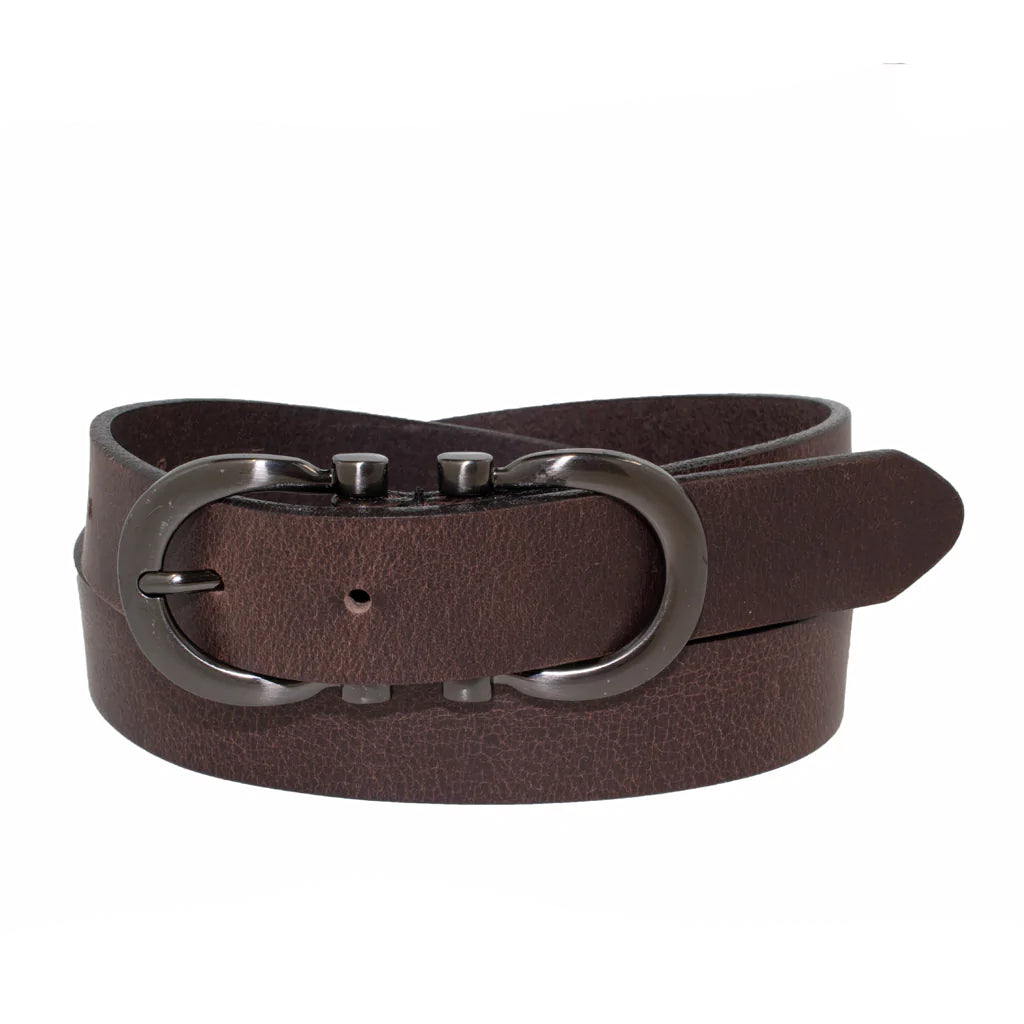 30MM Heavyweight Genuine Leather Belt with Hematite Finish - Debs on 5th