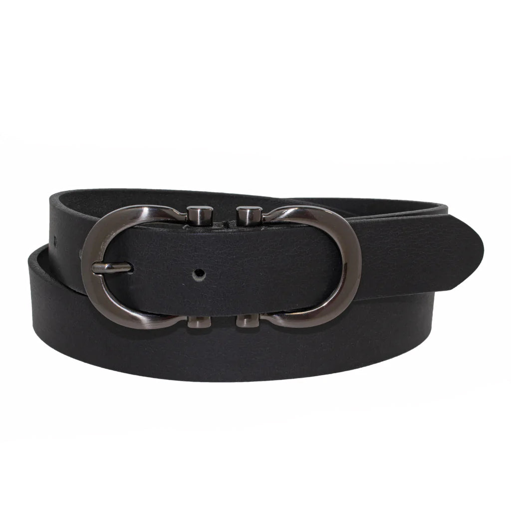 30MM Heavyweight Genuine Leather Belt with Hematite Finish - Debs on 5th